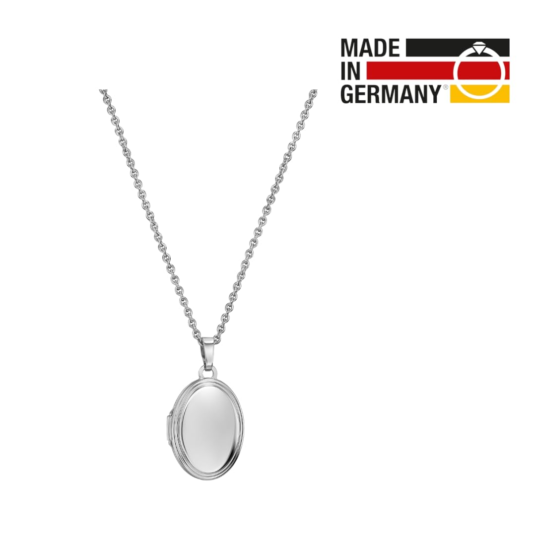 Traveller Medaillon mit Kette - Silber 925 - Glänzend - Oval - Made in Germany - 16 x 23 mm - 45 cm - 571003