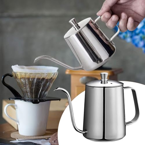 Image of Supvox Pour Over Coffee Gooseneck Water Kettle with Lid 350ml Stainless Steel Coffee Pot Gooseneck Kettle Hand Drip Pour Over