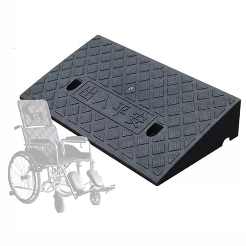 Rampa resistente para silla de ruedas, rampa antideslizante para movilidad, rampa de umbral de 49 x 27 x 8 cm para scooter, andador, carrito, solución duradera de acceso a la entrada (negro)