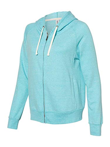 JERZEES Snow Heather French Terry Full-Zip Hooded Sweatshirt XL Caribbean Blue