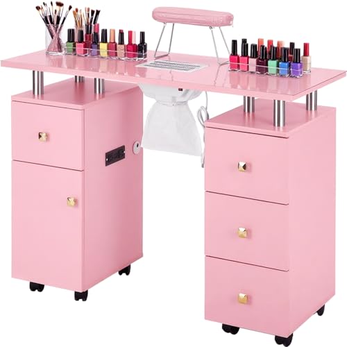 Manicure Table Nail Tech Desk with Electric Dust...