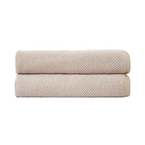 Cozy Earth Nantucket 60% Cotton 40% Viscose from Bamboo Washcloth - 600 GSM Plush & Fast-Drying with Rice Weave Pattern - 4 Pack 13" x 13" Luxury Washcloth - Sand
