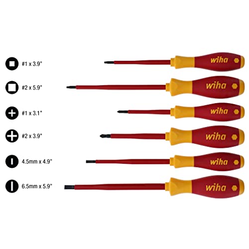 Wiha 35890 Insulated Slotted Phillips And Square Screwdriver Set, 6-Piece #TOP1