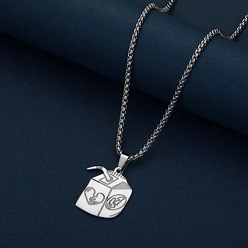 Stainless Steel Juice Box Necklace Hip Hop Necklace Streetwear Necklace for Men and Women2
