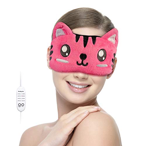HealingOn Heated Eye Mask for Dry Eyes - A Good Night s Sleep with 100% Blackout Blindfold - Relieves Dark Circles and Puffiness-Pink