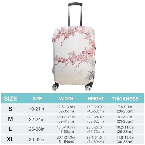 Cherry Blossoms Tree Zen Travel Luggage Cover Elastic Washable Suitcase Cover Dustproof Anti-Scratch Suitcase Protector Fits 19-32 Inch Luggage, L2