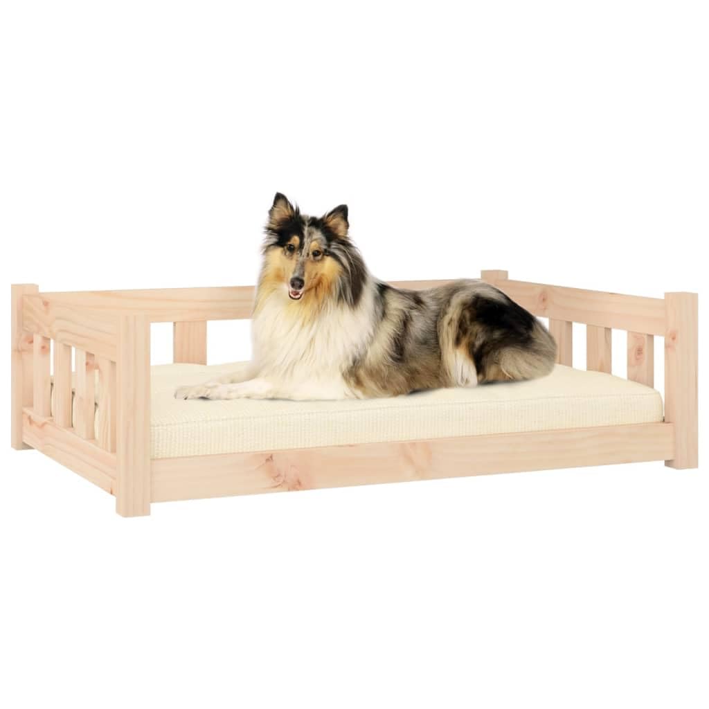 Cuccia per cani in legno di pino massiccio, 95,5 x 65,5 x 28 cm, con cuscino antiscivolo, rivestimento lavabile, schiuma delicata sulle articolazioni, adatta per cuccioli, interni, esterni