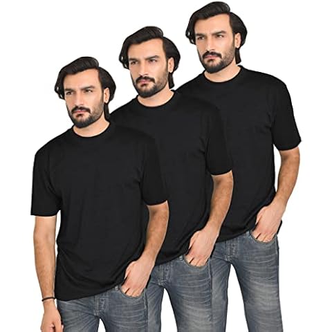 FULL TIME SPORTS 3 Packs Long & Tall Tee Shirt Black Combo # 7 - Large Cover