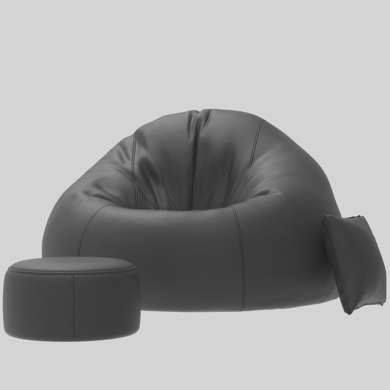 Image of Biggie Bean Bag with Beans Filled 6XL Bean Bag Sofa with Free Cushion /Footrest - Official : ComfortCloud Combo (Matching Color : Regular, Dark-Grey)
