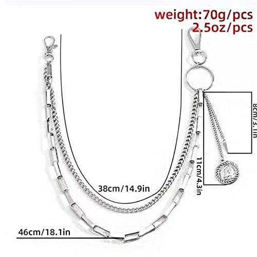 Female Belt Chain Retro Men Hollow Cross Heart Harajuku Style Alloy Multi-layer Double Layer Jewelry Gift Punk(C)2