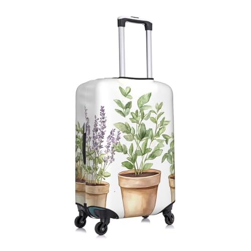 Green Botanical Elastic Travel Luggage Cover, Washable Spandex Suitcase Protector, Anti-Scratch Fits 18-32 Inch3