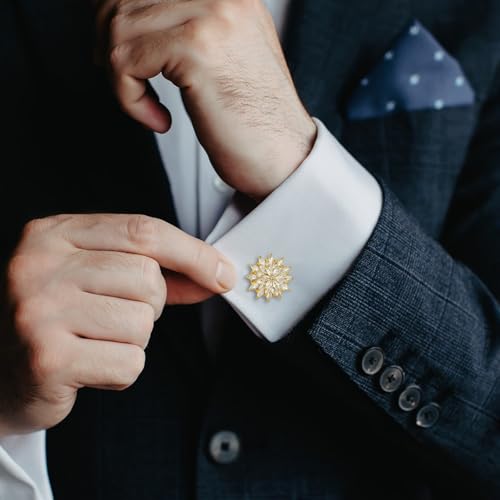 HAWSON Mancuernillas para Hombre con Cristal Color Oro miniatura 3