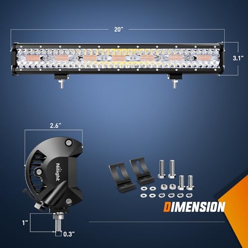 Image of Nilight 20Inch Off-Road LED Light Bar White Amber 3 Lighting Modes | 420W Driving Fog Light Spot Flood Lights with 18AWG Wiring Harness for Truck Car ATV SUV Jeep Boat