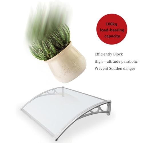 Auvent de porte en polycarbonate transparent 50x300 cm résistant aux UV