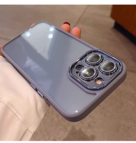 Coque iPhone 12 Pro transparente pailletée bleu clair pour le quotidien chic