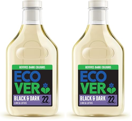 Ecover Delicate Bio Laundry Detergent, Black And Dark Laundry Washing Liquid, Fresh Lime & Lotus, Pack of 2, 22 Washes, 1L