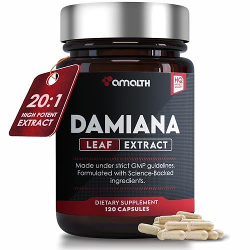 AMALTH Damiana Leaf Extract |1000 mg | 120 Damiana Capsules | Non-GMO, Gluten Free | Turnera Diffusa Organic Damiana Herb & Damiana Powder Supplement | Supports Wellness with Damiana