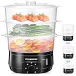 13.7QT Electric Food Steamer for Cooking, Vegetable Steamer with 3 Tiers BPA-Free Baskets, 800W Fast Simultaneous Cooking, 60-Minute Timer, Ideal for Veggies Seafood Rice