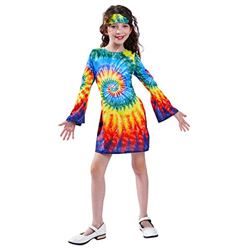 Flatwhite Girl's Hippie Dress Children 60S 70S Flower Power Costumes (L) #TOP4