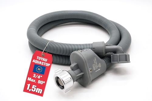 ELECTROHOGAR Tuyau Aquastop 1,5m Pour Machine à Laver et Lave-Vaisselle | Souple Avec Système de Sécurité Aquastop | Flexible Résistant à Haute Pression | Empêche les Fuites d'Eau | Certifié VDE