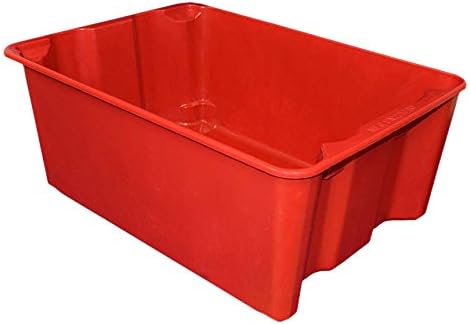 Toteline 7806085280-5 Nest and Stack Container, Glass Fiber Reinforce Plastic Composite, Red, 18" H, 10" W, 25 L, 500 lb. Load Capacity (Pack of 5)