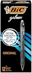 BIC Gelocity Original Black Gel Pens, Medium Point (0.7 mm), 12-Count Box, Retractable Gel Pens With Comfortable Grip
