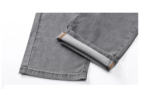 Men's Ice Silk Thin Jeans Classic High Waist Drape Loose Straight Denim Pants Business Casual Trousers3