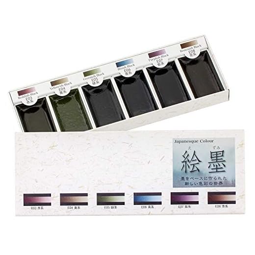 Boku-Undo E-Sumi - Juego de pintura para acuarela (6 colores) de Japón