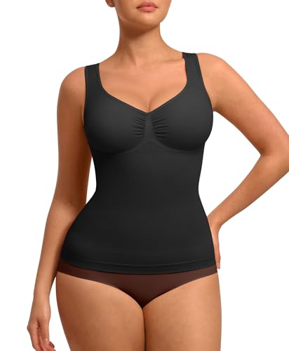 Image of FeelinGirl Women Tank Tops Shapewear: Tummy Control Compression Tank V Neck Seamless Body Shaper Camisole Tops for Women