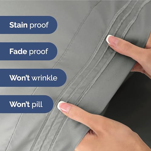 Image of Twin Size 3 Piece Sheet Set - Ultra Soft & Cooling Bed Sheets - Slate Grey | Fits 8 Inch to 16 inch Mattress, Wrinkle Free & Fade Resistant with Deep Pockets, Breathable, Comfy Hotel Luxury Bedding