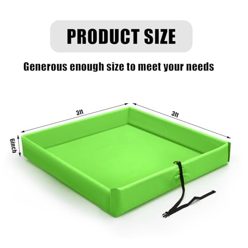Image of Wettarn 2 Pcs Folding Duck Pond 3' x 3' Portable Spill Containment Berm Wall Containment Berm (Green)
