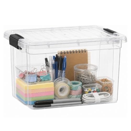 Image of Superio Mini Deep Storage Organizer Bin with Lid X-Deep Small Clear Storage Box with Latch for Home, Kitchen, Garage- Store Toys, Food, Supplies, and Hair Accessories (2.5 Quart)