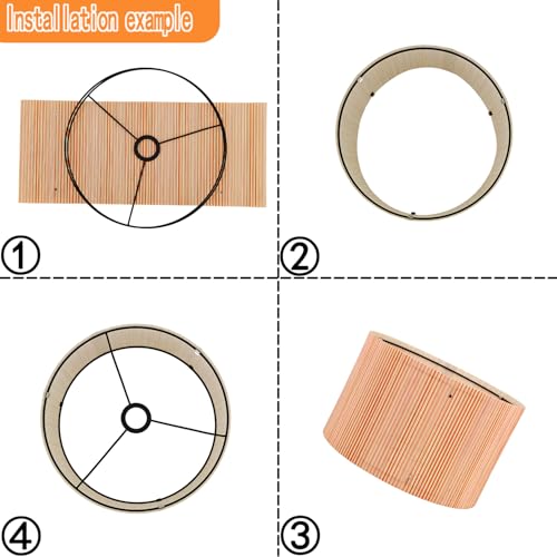 Image of Pendant Lamp Shade, Translucent Bamboo Made, 13.8x9 Inch, Modern Minimalist Style for Living Room, Bedroom (Colorful Line)