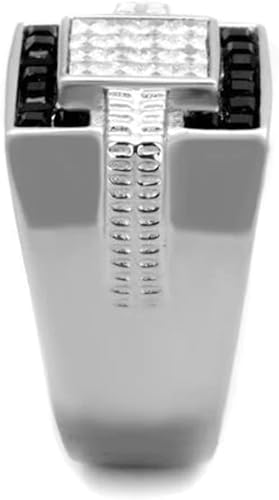 Miniatura 4 de Anillo Color Plata Para Hombres y Ninos de Acero Inoxidable Diamantes y Onyx Corte Princesa 11