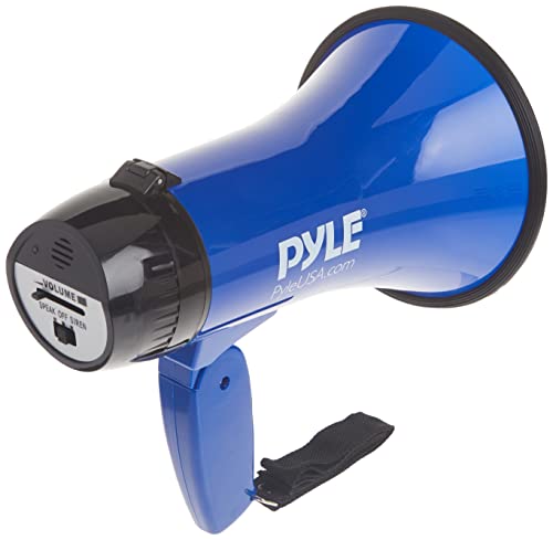 Pyle Pmp21Bl Portable Megaphone Speaker Siren Bullhorn - Compact And Battery Operated With 20 Watt Power, Microphone, 2 Modes, Pa Sound And Foldable Handle For Cheerleading And Police Use, Blue #TOP2