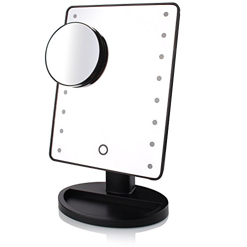 Usnaturals LED Lighted Makeup Mirror with Lights +Removal 10x Magnification Spot+Free User Guide-Tabletop Cosmetic Shaving Mirror