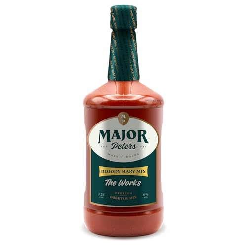 Major Peters' Premium, Full Body Bloody Mary Mix, Only Add Spirits & Garnishes for Ideal Drink, The Works (59.2 Fl Ounce, Pack of 1)
