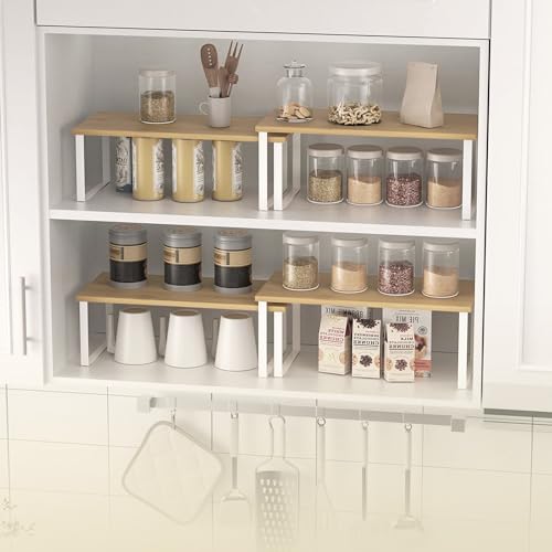 JUPPLIES - Pack 2 Organizador Cocina Estante para Especias - Organizador Armario Cocina Multiusos - Estanteria Cocina de Almacenamiento Apilable con Diseño de Madera y Metal 19.5x29.7x15.8 cm - imagen 2