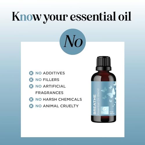 Image of Breathe Essential Oil for Diffuser - Invigorating and Refreshing Breathe Essential Oil Blend with Eucalyptus Peppermint Tea Tree and Mint for Diffusers for Home and Shower Aromatherapy (1 Fl Oz)