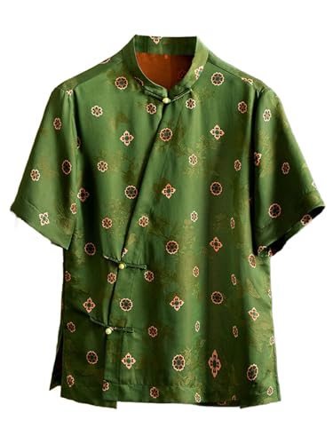 Chemise jacquard verte anti-plis en soie parfumée HangErFeng