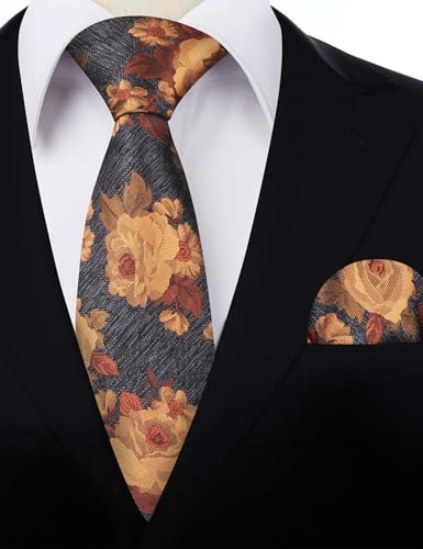 Image of Alizeal Mens 3.15'' Colorful Flower Pattern and handkerchief Necktie Set