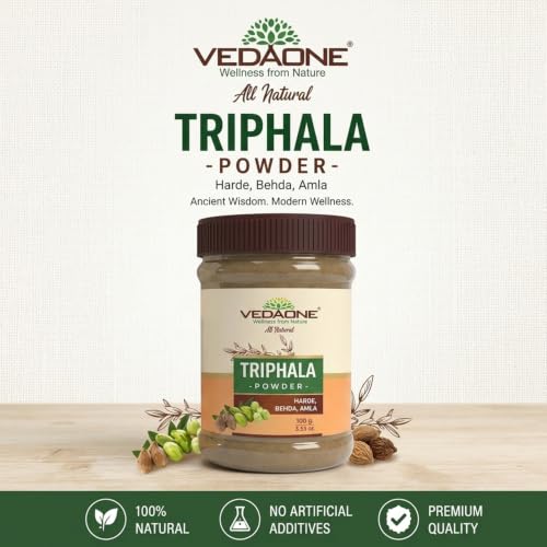 Image of Vedaone USDA Organic Triphala (Amala+Harde+Behda) Powder - 100g For Detoxification (Pack of 3)