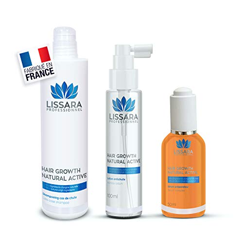 LISSARA - Traitement Anti chute aux Actifs naturels - Stimule la Pousse Des Cheveux - Shampoing 200ml - Lotion 100ml - Serum 50ml - Sans Sulfates Sans Parabens - Fabriqué en France… Cover