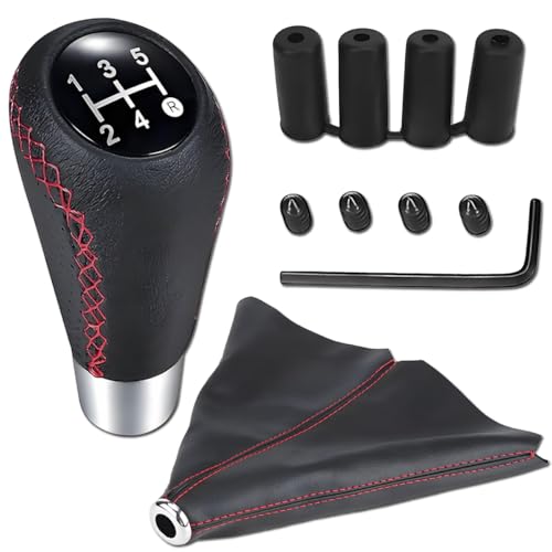 Image of ZAMDOE Car Gear Shift Knob 5 Speed, Universal Gear Stick Cover, Leather Gear Shift Lever, Manual Gear Knob Cover, 4 hoses 8mm 10mm 11mm 12mm for Most Automotive Vehicles
