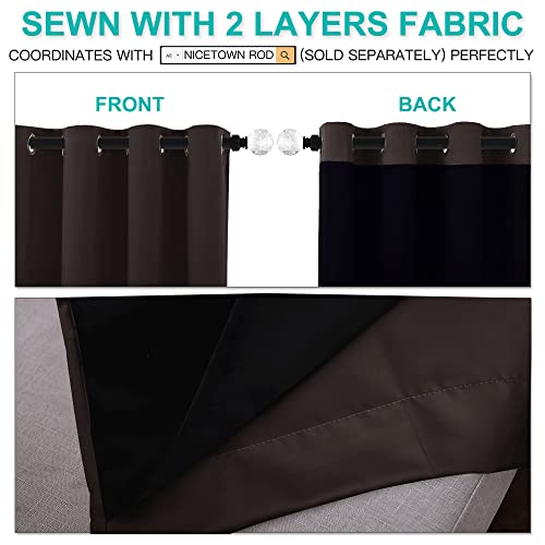 Image of NICETOWN Cold Blocking 100% Blackout Curtains, Durable Black Lined Blackout Curtains for Bedroom, Energy Saving Long Curtains for Patio Sliding Glass Door, Brown, 52 inches x 95 inches, 2 Panels