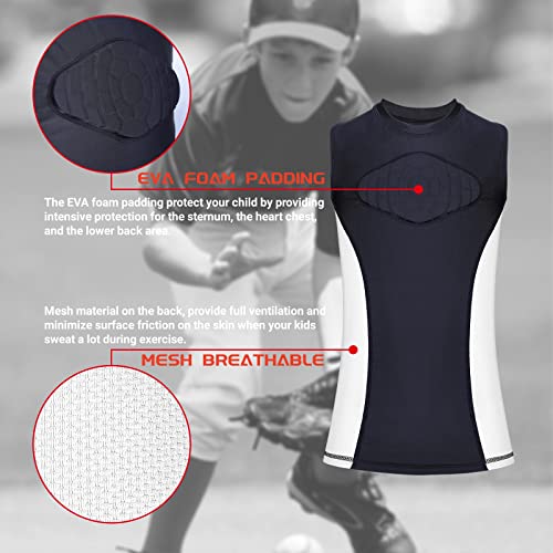 Tiaxu Tiaxu Kids Youth Padded Compression Shirt - Breathable Chest Heart Protector Vest Rear Waist Guard For Football, Baseball, Lacrosse And Goalies White #TOP1
