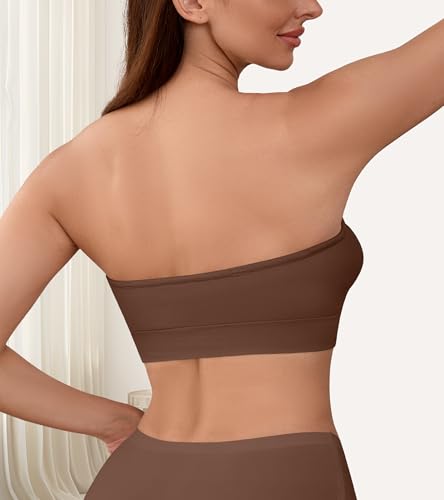 Image of DEANGELMON Strapless Bras for Women Wireless Push Up Non-Slip Bandeau Bra Seamless Clear Straps TubeTop Padded Bralette