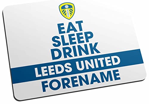 Personalised Eat, Sleep, Drink Mouse Mat for Leeds United FC fans, great for Whites football supporters, fabric top, non slip mouse pad 5mm thick