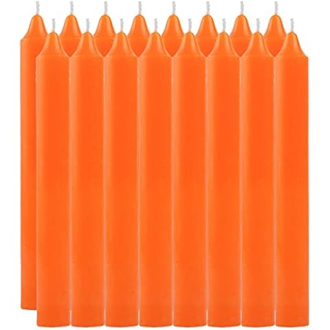 Table Candle Cylindrical 100% Paraffin and Cotton Wick Unscented 17.5 cm (16 Candles, Orange) Cover