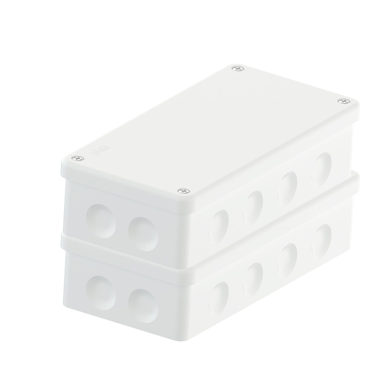 Temolink 180mm Junction Box, IP65 Waterproof, UV Resistant, Upgraded Rubber Coating Tech, Electrical Cable Connectors Enclosure for Outdoor Garden Patio, Pack of 2, White